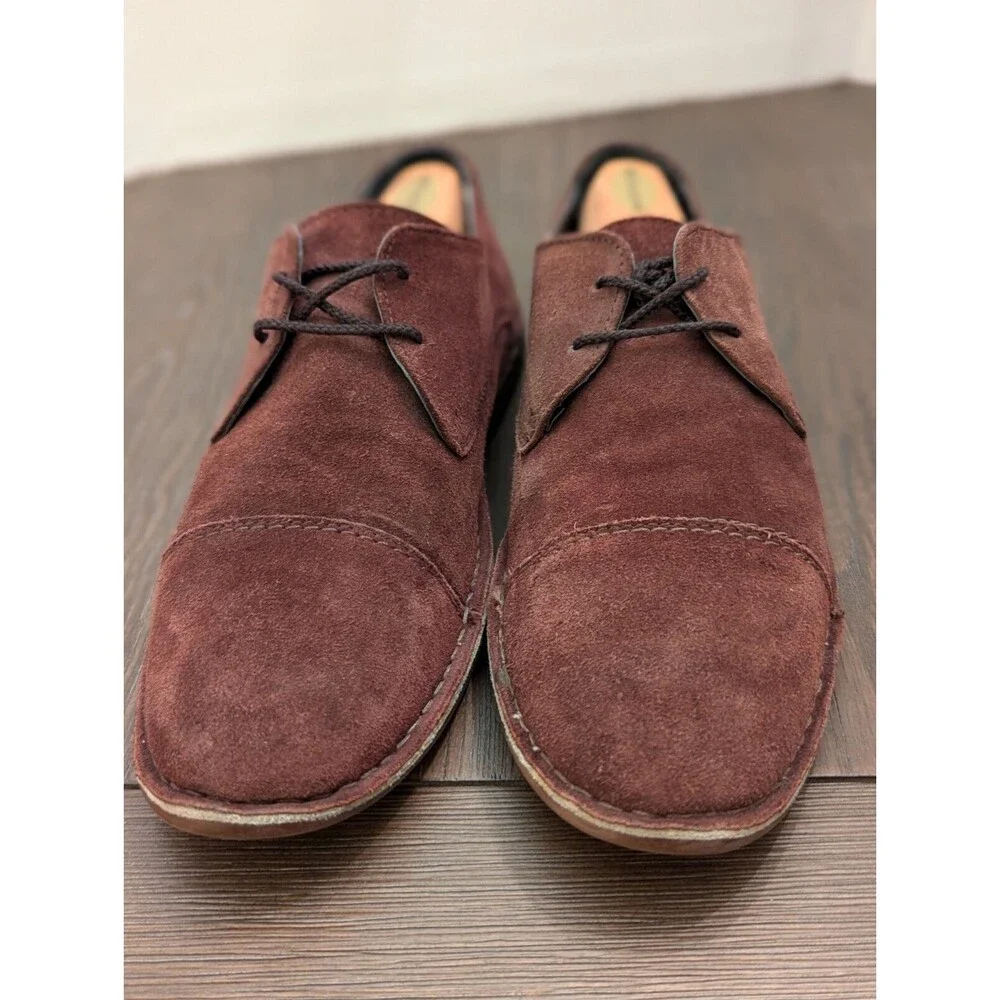 Vito Rossi Suede Loafers Mens 11 Brown Oxford Cap Toe Lace Up Espresso Brown